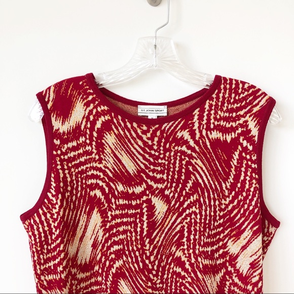 St. John Red/Silver/Gold Sleeveless Sweater Shell - Picture 4 of 8